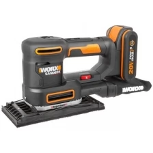 Виброшлифмашина аккумуляторная WORX WX820, 20В, 2 Ач х1, кейс